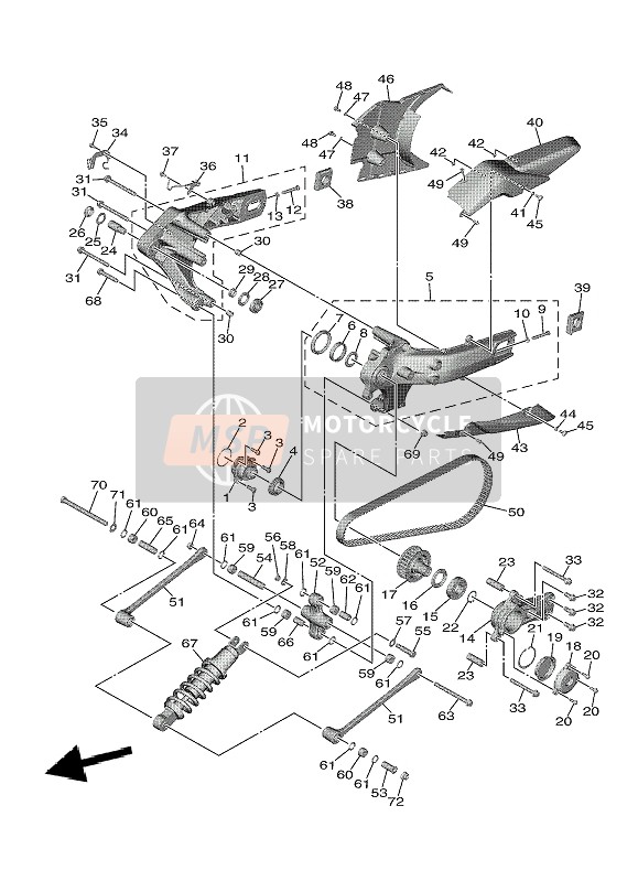 Yamaha TMAX TECH MAX 2021 Braccio posteriore & Sospensione per un 2021 Yamaha TMAX TECH MAX